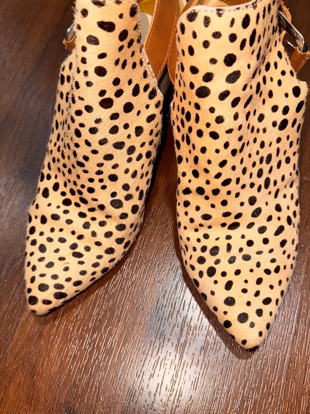 Dolce Vita Leopard-Print Pointed Ankle Booties in Tan and Black